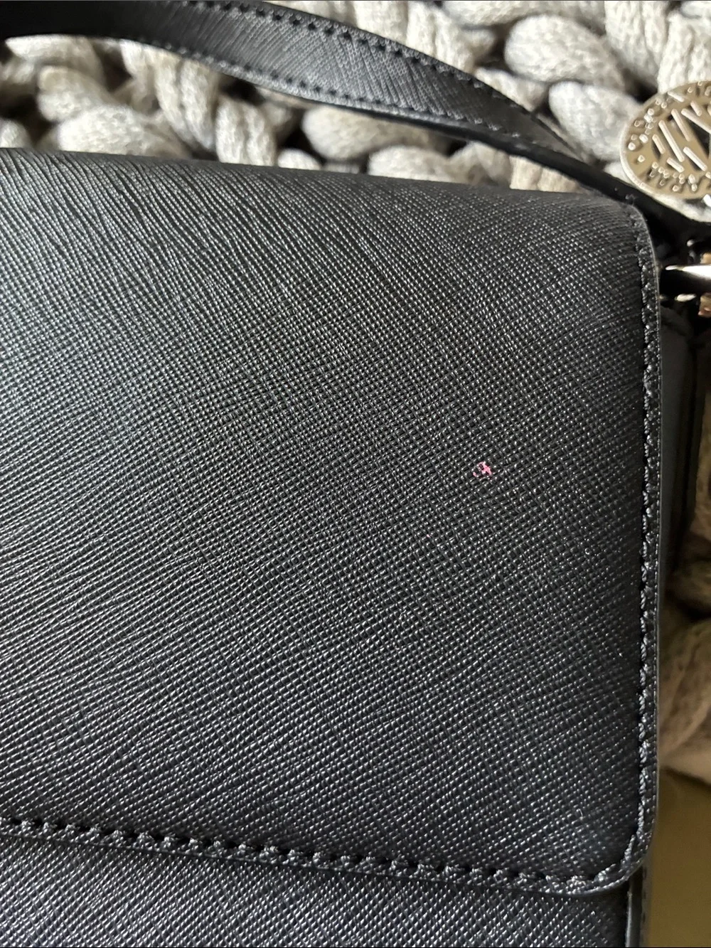 DKNY Black Crossbody Bag with Silver Charm